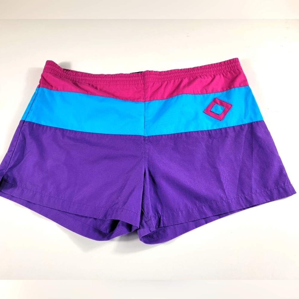 Vintage Beach Baron Swim Trunks Shorts Cotton Nylon Elastic Waist Lined Size XL.